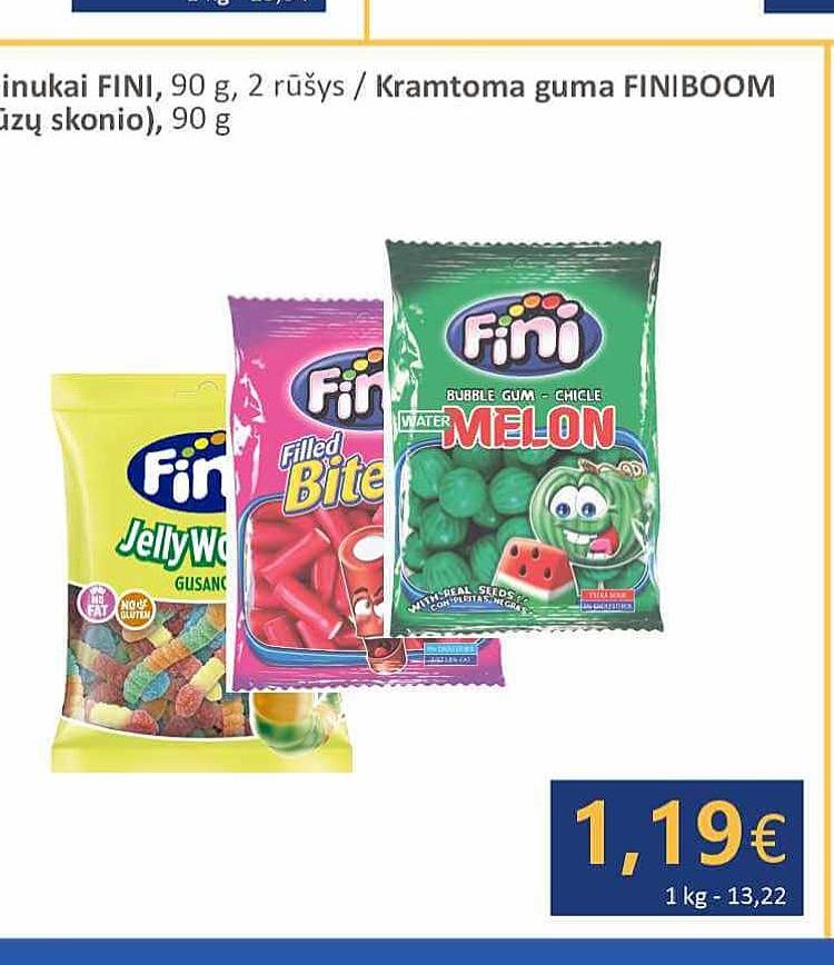 Kramtoma guma FINIBOOM (arbūzų skonio), 90 g
