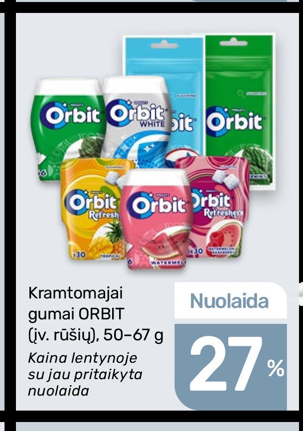 Kramtomajai gumai ORBIT, 67 g
