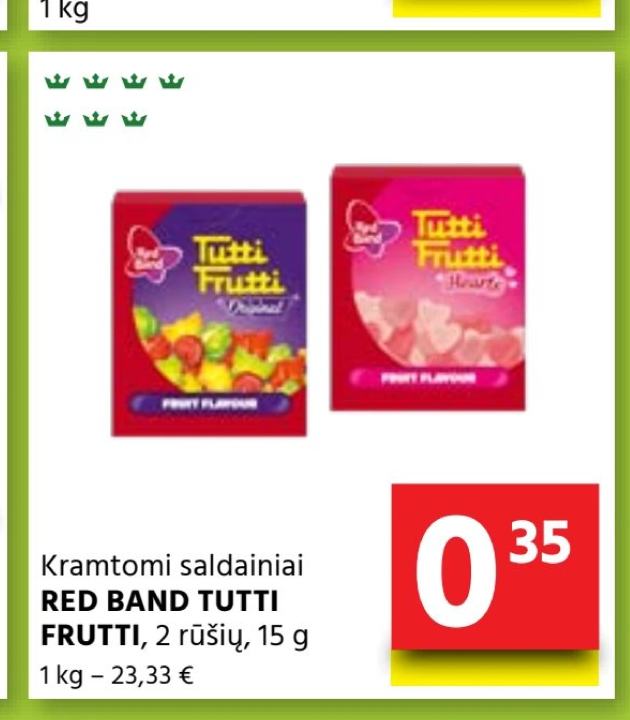 Kramtomi saldainiai RED BAND TUTTI FRUTTI, 15 g