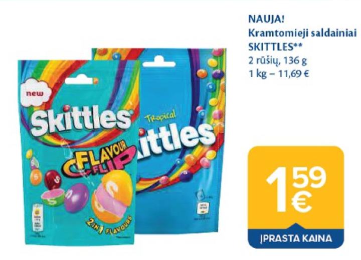 Kramtomieji saldainiai SKITTLES, 136 g