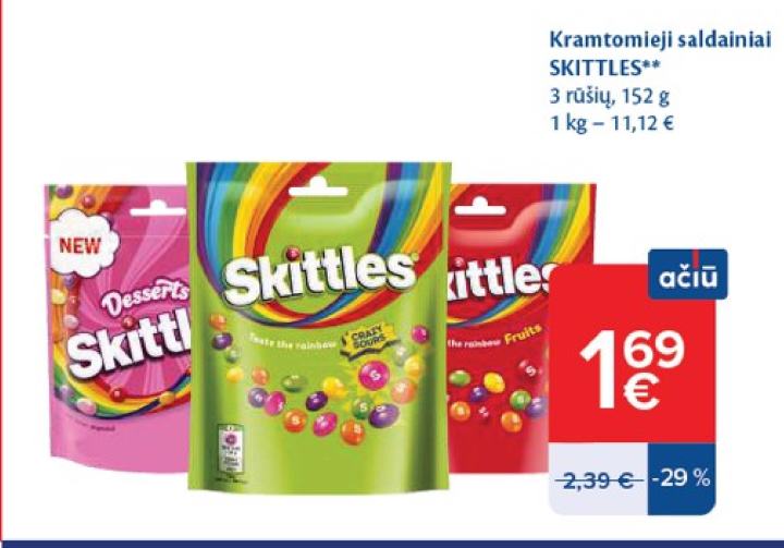 Kramtomieji saldainiai SKITTLES, 152 g