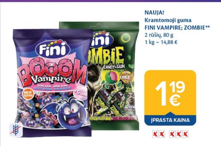 Kramtomoji guma FINI VAMPIRE; ZOMBIE, 80 g