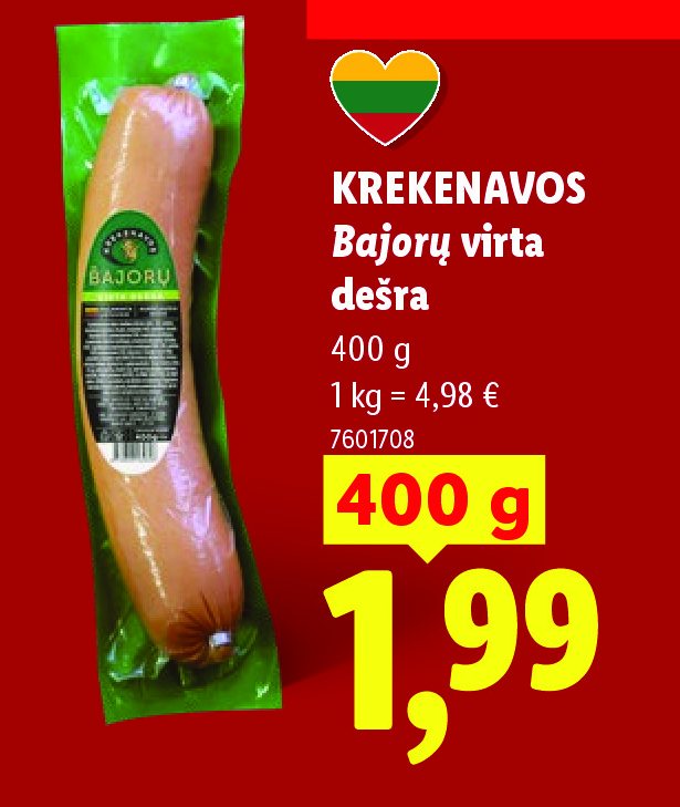 KREKENAVOS Bajorų virta dešra, 400 g