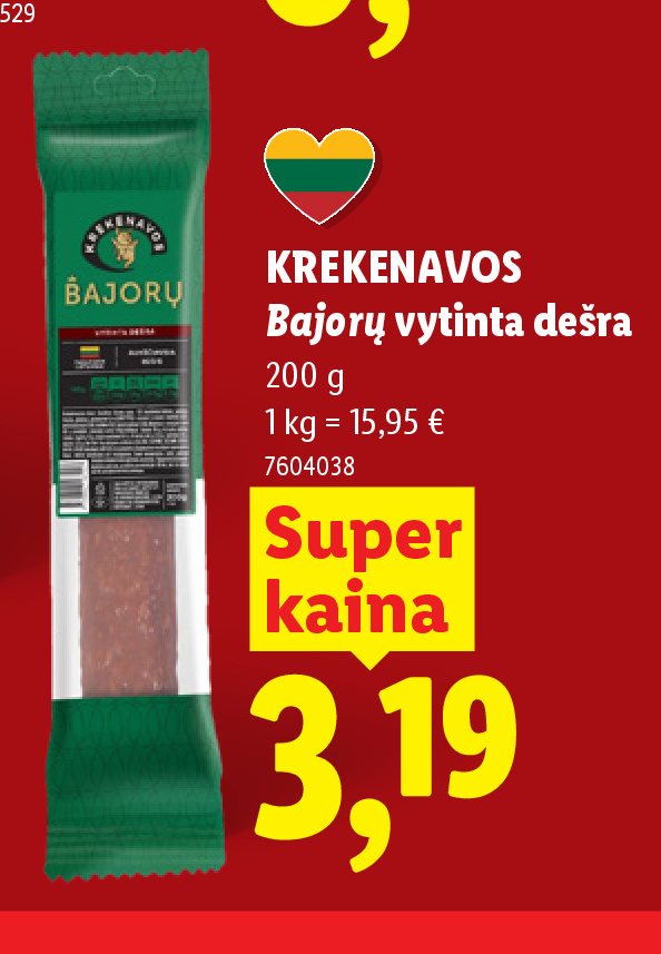 KREKENAVOS Bajorų vytinta dešra, 200 g