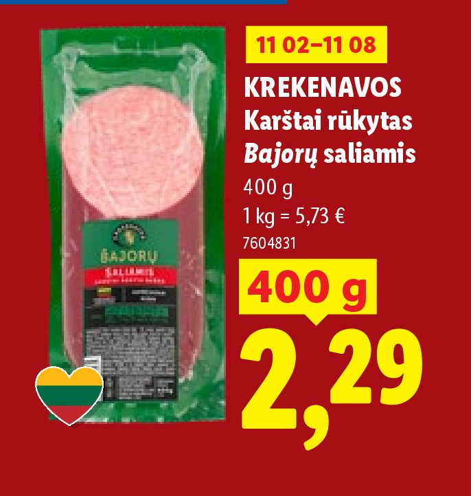KREKENAVOS Karštai rūkytas Bajorų saliamis, 400 g