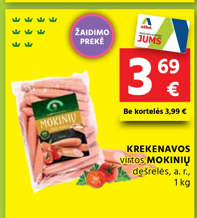 KREKENAVOS virtos MOKINIŲ dešrelės, 1 kg