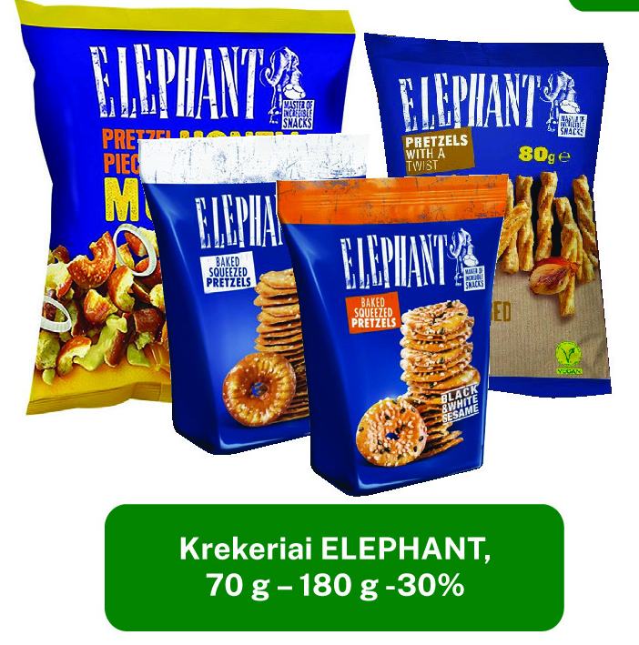Krekeriai ELEPHANT, 70 g - 180 g