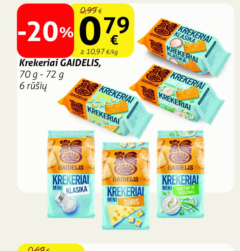 Krekeriai GAIDELIS, 70 g - 72 g