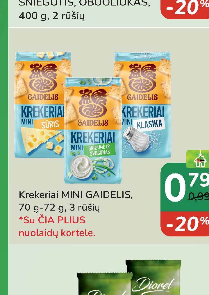Krekeriai MINI GAIDELIS, 70 g–72 g