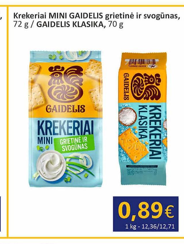 Krekeriai MINI GAIDELIS grietinė ir svogūnas, 72 g