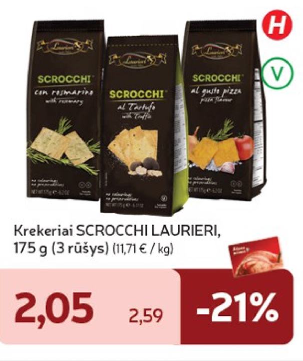 Krekeriai SCROCCHI LAURIERI, 175 g