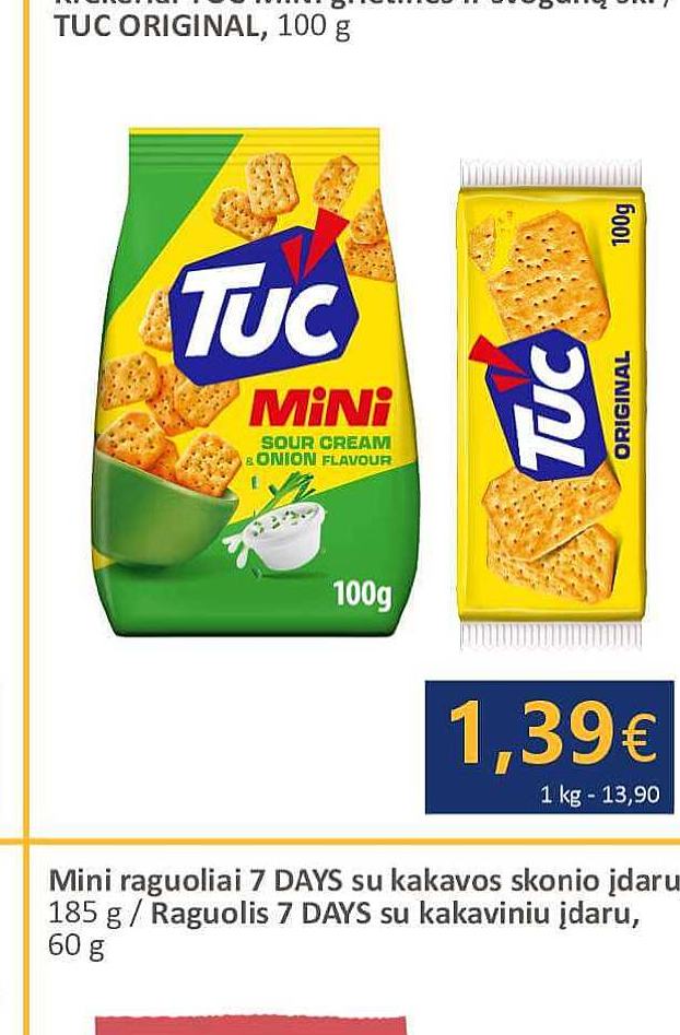 Krekeriai TUC MINI grietinės ir svogūnų sk. / TUC ORIGINAL, 100 g