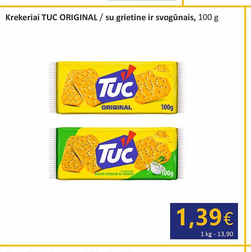 Krekeriai TUC ORIGINAL / su grietine ir svogūnais, 100 g