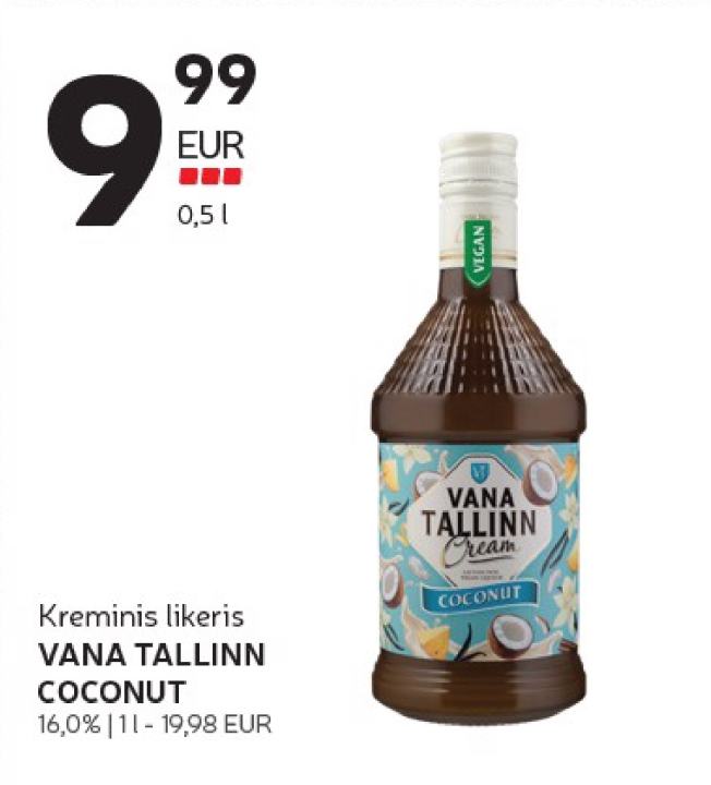 Kreminis likeris VANA TALLINN COCONUT, 1 l