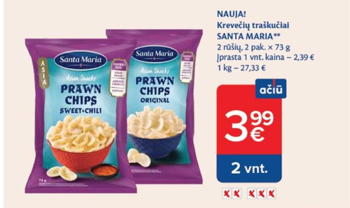 Krevečių traškučiai SANTA MARIA, 2 pak.