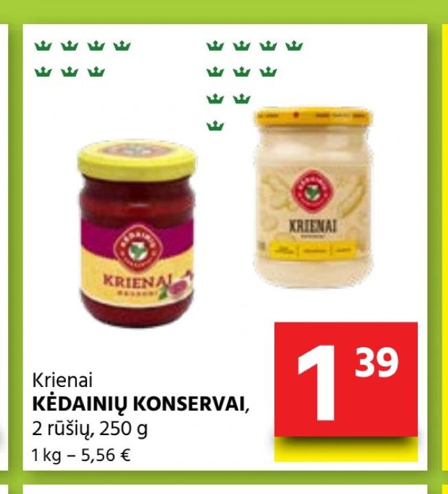 Krienai KĖDAINIŲ KONSERVAI, 250 g