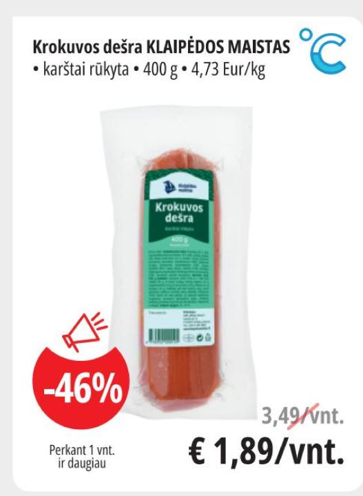Krokuvos dešra KLAIPĖDOS MAISTAS, 400 g