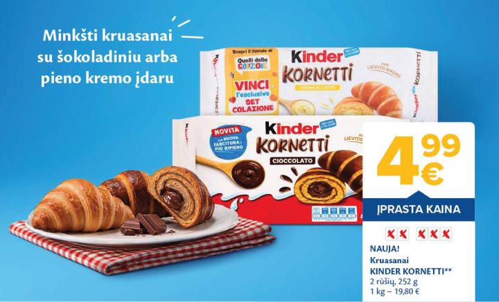 Kruasanai KINDER KORNETTI, 252 g