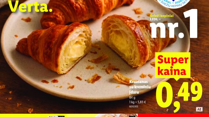 Kruasanas su kreminiu įdaru, 84 g