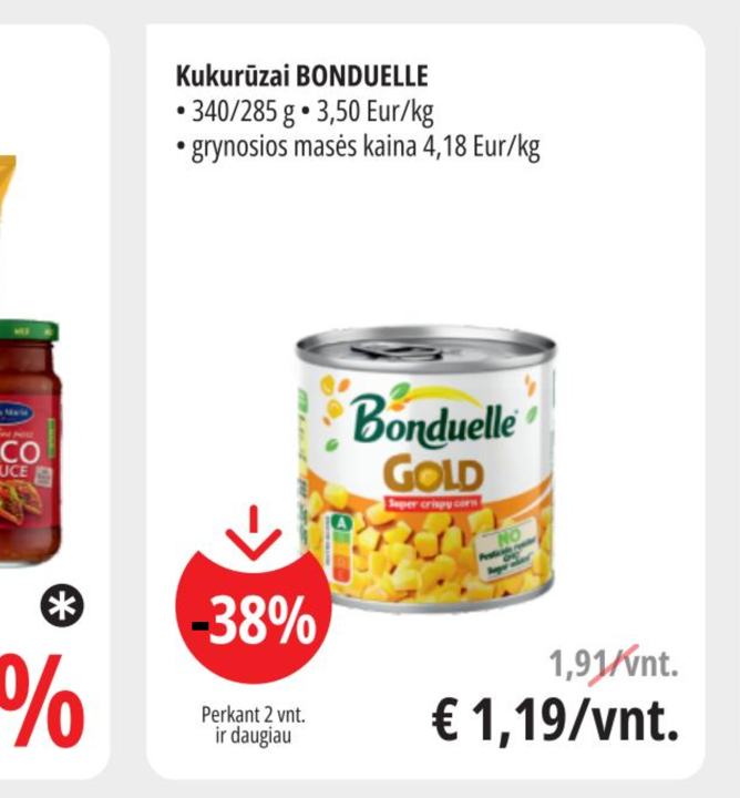 Kukurūzai BONDUELLE, 285 g