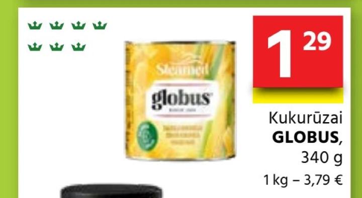 Kukurūzai GLOBUS, 340 g