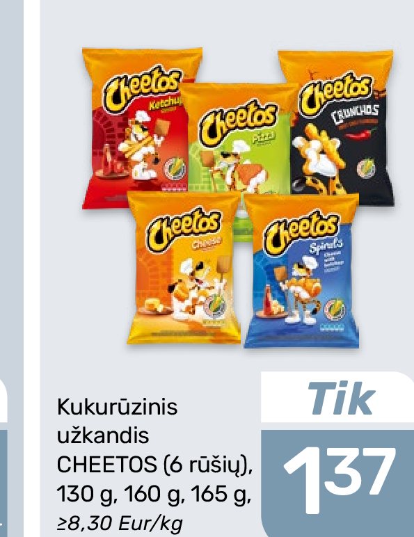 Kukurūzinis užkandis CHEETOS (6 rūšių), 130 g