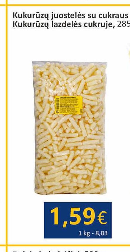 Kukurūzų juostelės su cukraus pudra, 180 g