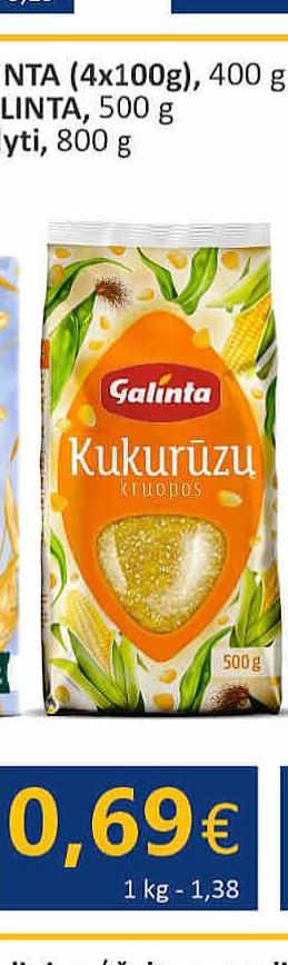 Kukurūzų kruopos GALINTA, 500 g