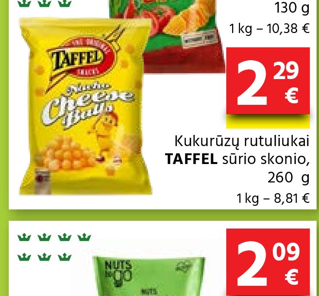 Kukurūzų rutuliukai TAFFEL sūrio skonio, 260 g