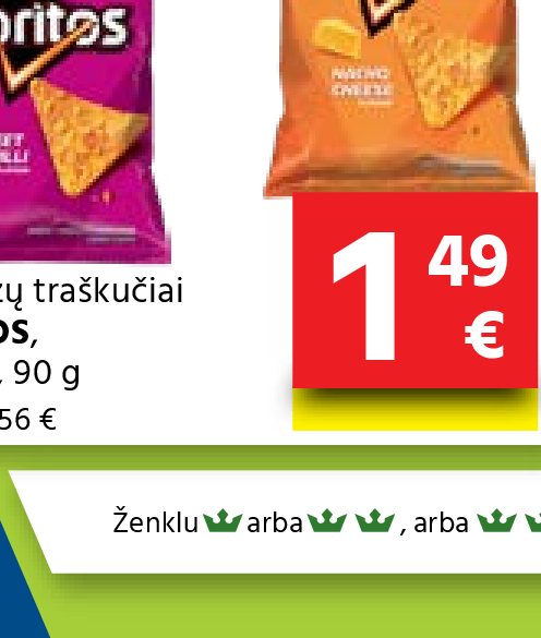 Kukurūzų traškučiai DORITOS, 90 g