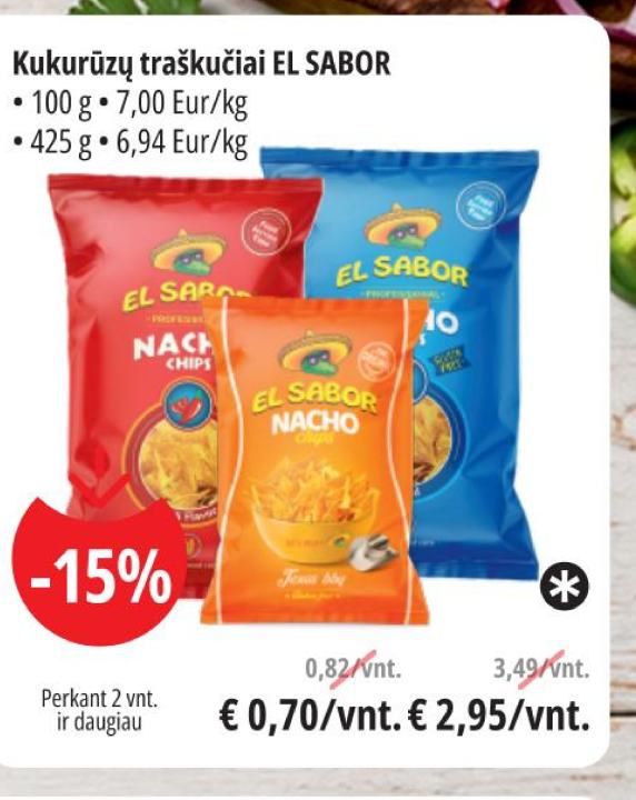 Kukurūzų traškučiai EL SABOR, 100 g