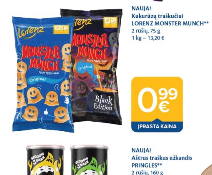 Kukurūzų traškučiai LORENZ MONSTER MUNCH, 75 g