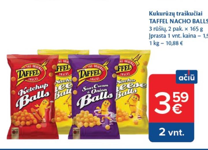 Kukurūzų traškučiai TAFFEL NACHO BALLS, 2 pak.