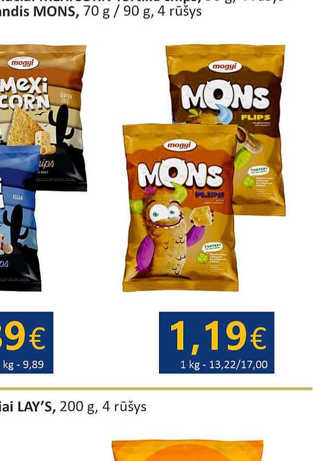 Kukurūzų užkandis MONS, 70 g