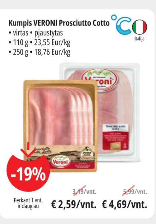 Kumpis VERONI Prosciutto Cotto, 110 g