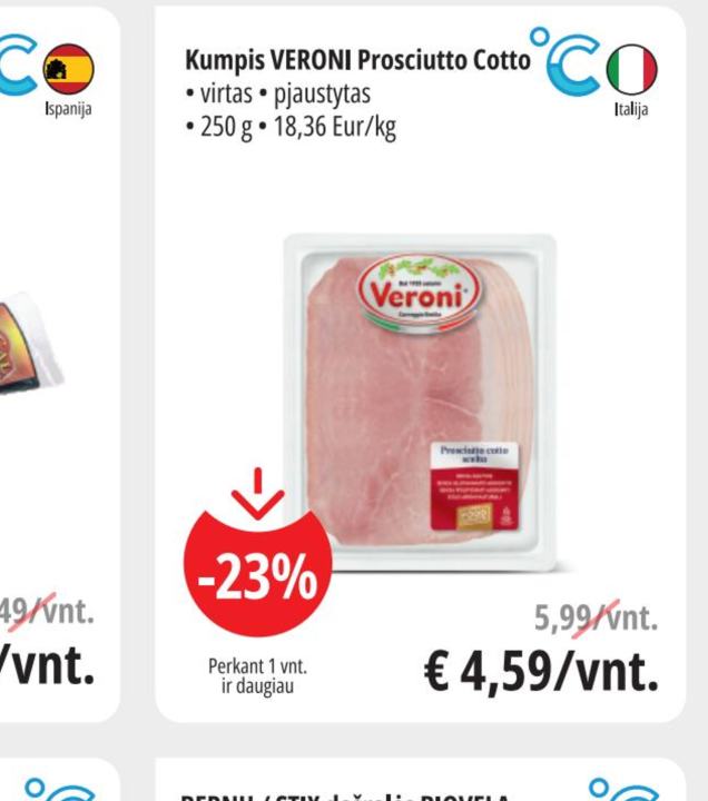 Kumpis VERONI Prosciutto Cotto, 250 g