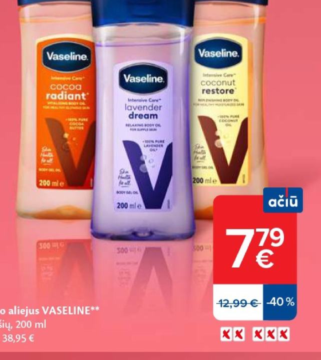 Kūno aliejus VASELINE, 200 ml