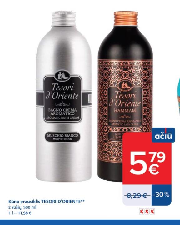 Kūno prausiklis TESORI D'ORIENTE, 500 ml