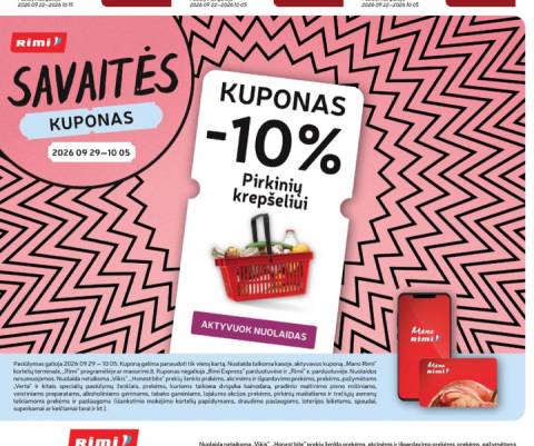 KUPONAS -10% Pirkinių krepšeliui