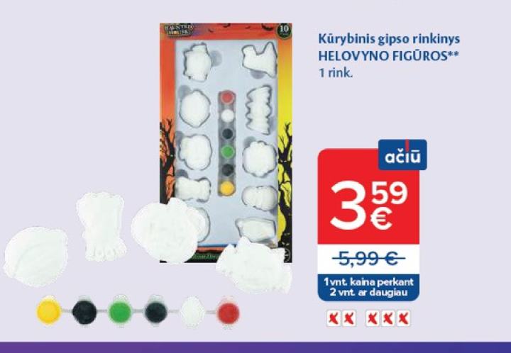 Kūrybinis gipso rinkinys HELOVYNO FIGŪROS, 1 rink.