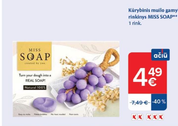 Kūrybinis muilo gamybos rinkinys MISS SOAP, 1 rink.