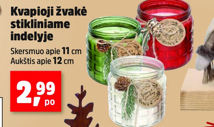 Kvapioji žvakė stikliniame indelyje, 11 cm