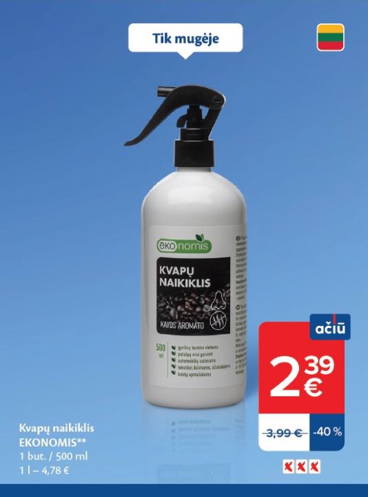 Kvapų naikiklis EKONOMIS, 500 ml