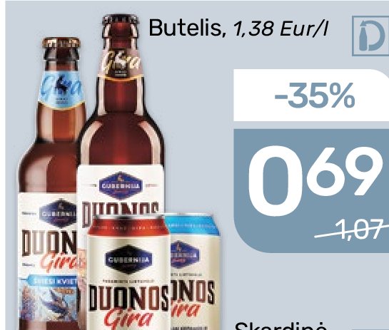 Kvietinė arba duonos gira GUBERNIJA, 0.5 l