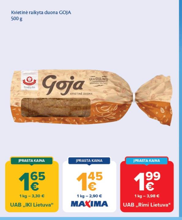 Kvietinė raikyta duona GOJA, 500 g