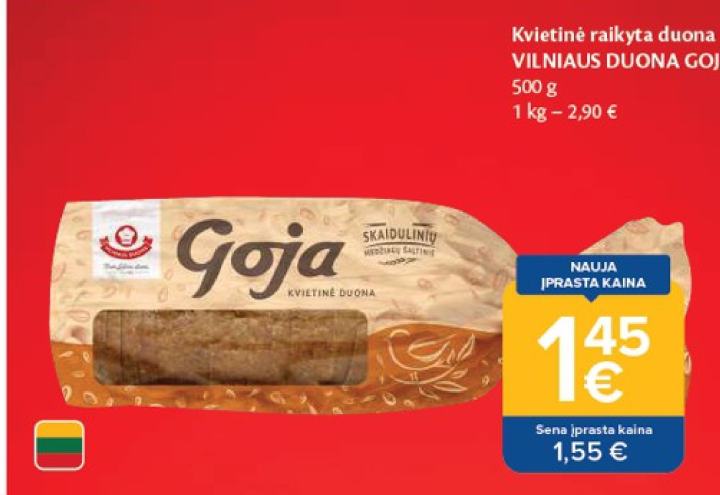 Kvietinė raikyta duona VILNIAUS DUONA GOJA, 500 g