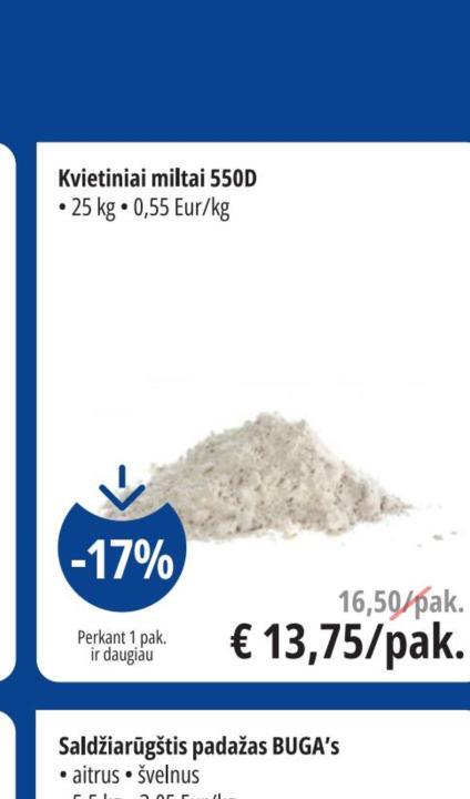 Kvietiniai miltai 550D, 25 kg