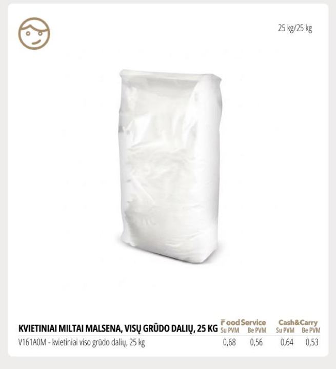 KVIETINIAI MILTAI MALSENA, VISŲ GRŪDO DALIŲ, 25 kg