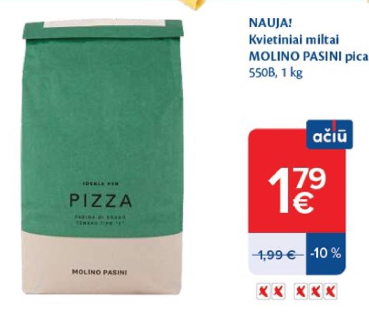 Kvietiniai miltai MOLINO PASINI picai, 1 kg