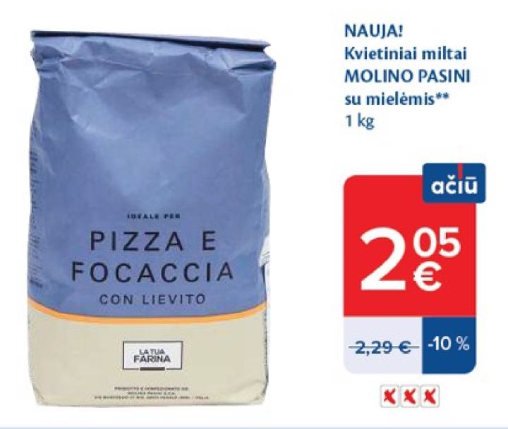 Kvietiniai miltai MOLINO PASINI su mielėmis, 1 kg